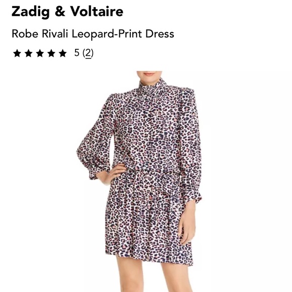 Zadig & Voltaire Leopard Print Long Sleeve Dress size M